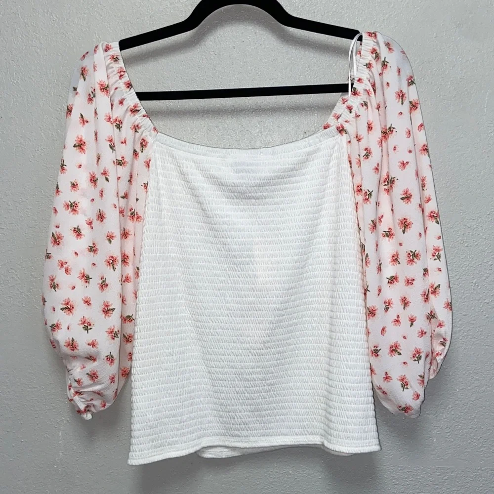 Who Wear What When Why By Anthropologie Floral Smocked Puffy Sleeves Top 3659